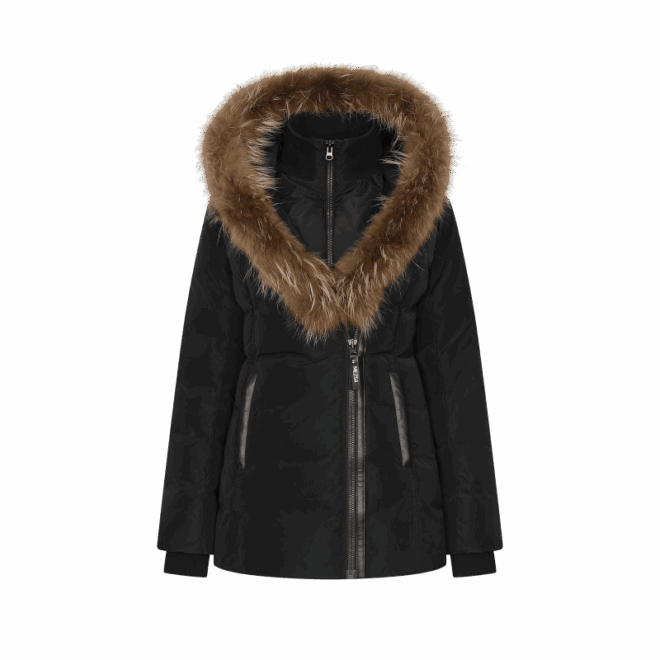 Women’s long down parkas with brown fur - Image 2