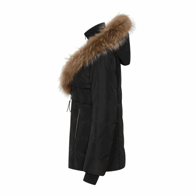 Women’s long down parkas with brown fur - Image 3