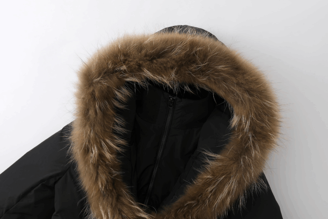 Women’s long down parkas with brown fur - Image 5