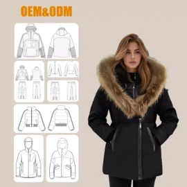 Women’s long down parkas with brown fur