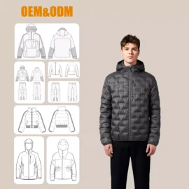 Outside hiking seamless welded thermoball packable men thick down coat