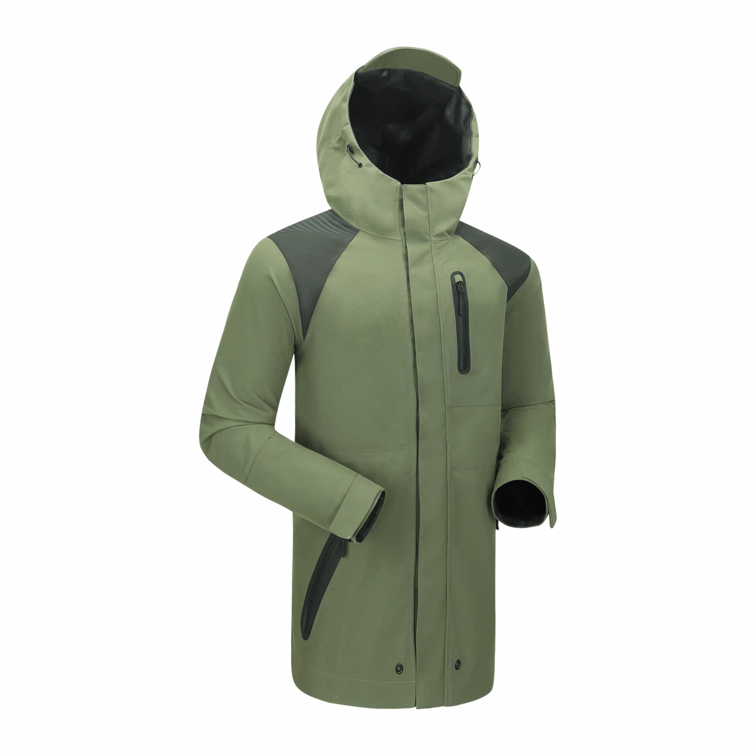 Men's Lightweight Waterproof Hooded Rain Jacket Outdoor Raincoat Windbreaker Hiking Jacket - Image 2