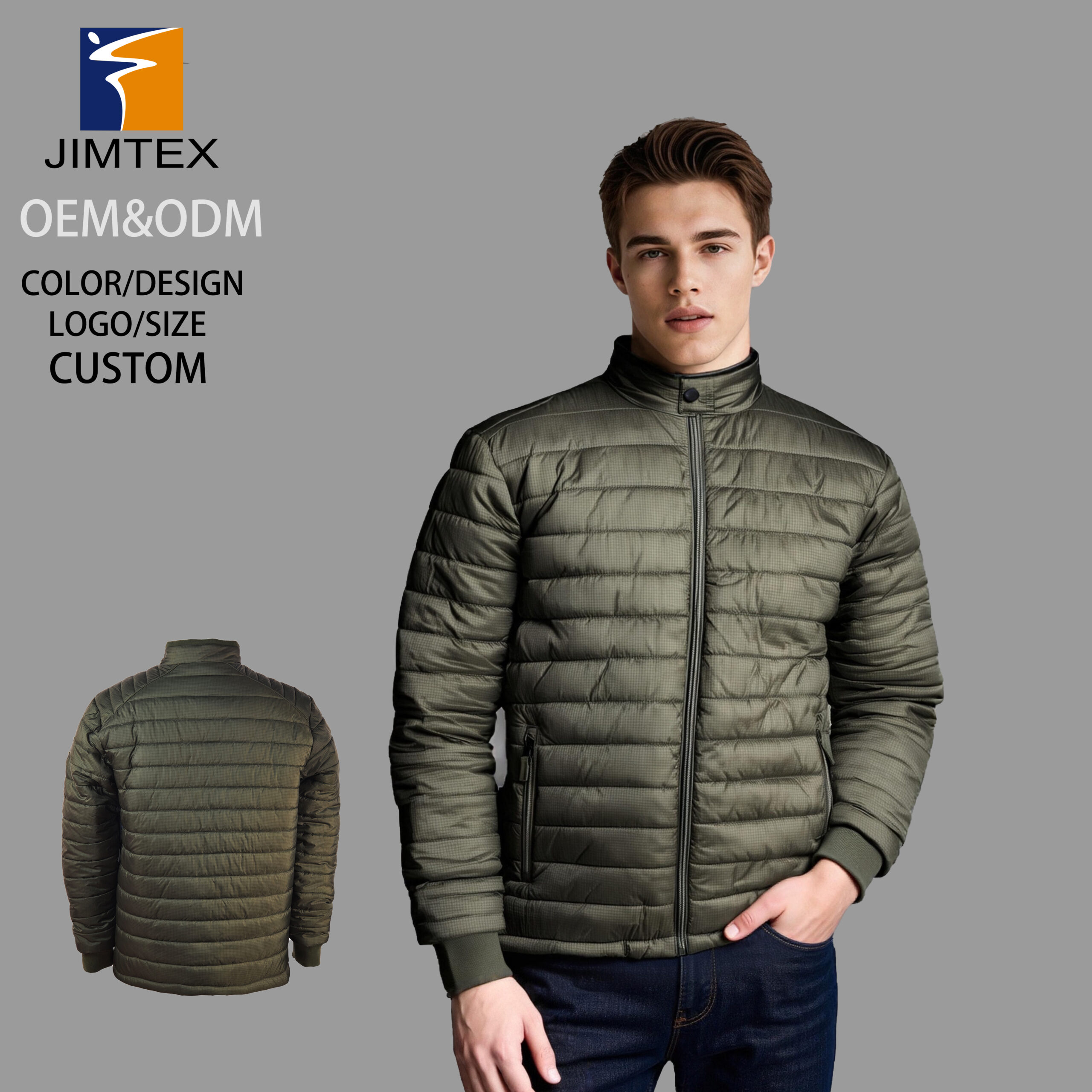 OEM Men's Quilted Puffer Jacket - Waterproof Windproof Thermal Insulated Winter Coat for Snowboarding Custom