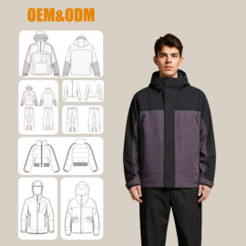 Men’s Waterproof Windproof Breathable Jacket – 3 Layer Laminate Hard Shell Raincoat for Hiking Mountaineering OEM