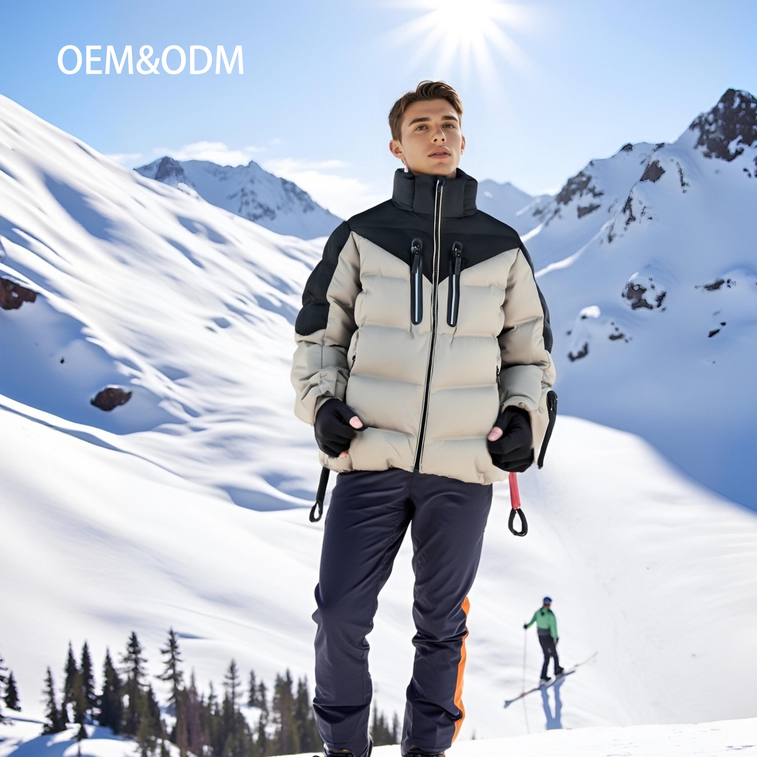 OEM Custom Men's Waterproof Ski Jacket - Winter Windproof Snowboard Coat with Thermal Insulation & Fashion Design